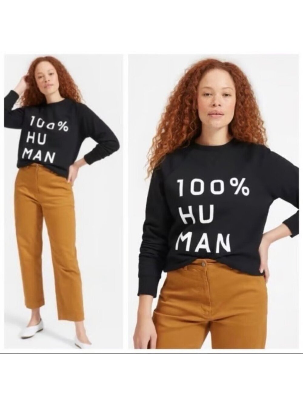 NWT Everlane The 100% Human Typography Graphic Black Sweatshirt Womens XL